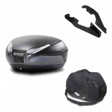 SHAD Baul trasero + herraje montaje bolsa interna SH48 DARK GREY PREMIUM KIT-190660