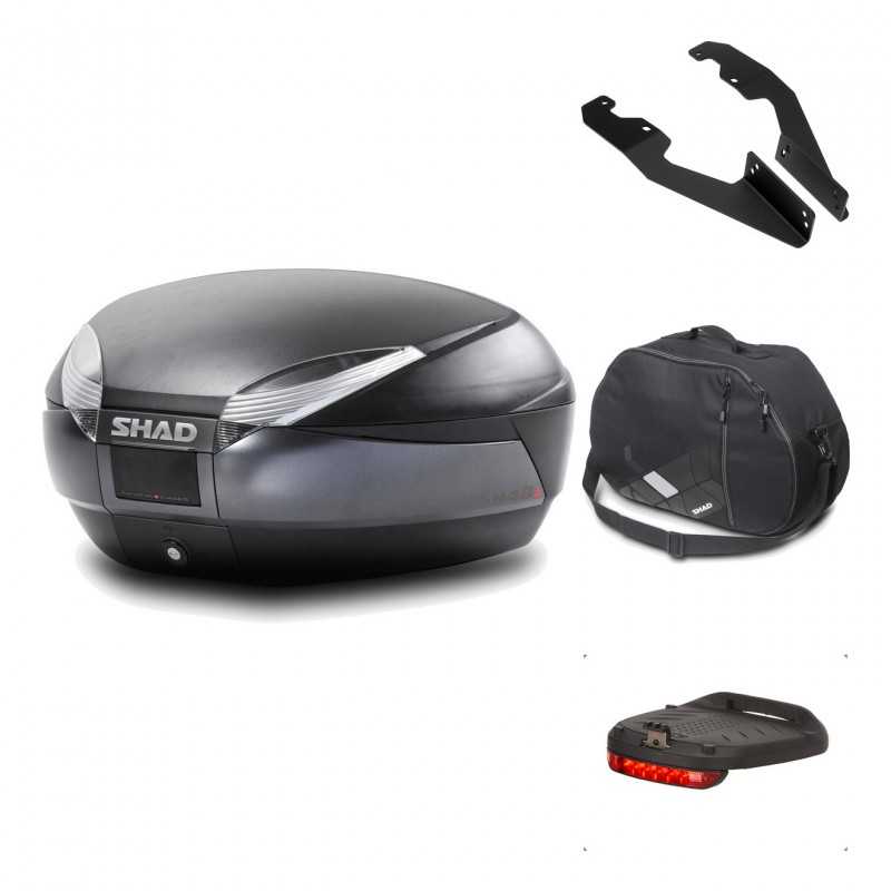 SHAD Baul trasero + herraje montaje accesorios SH48 DARK GREY PREMIUM KIT-190661