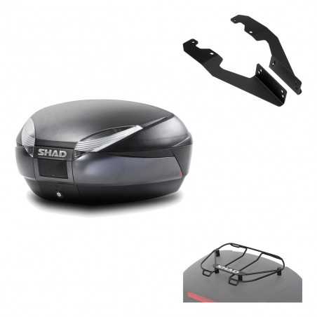 SHAD Baul trasero + herraje montaje parrilla portabultos superior SH48 DARK GREY PREMIUM KIT-190662