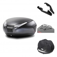 SHAD Baul trasero + herraje montaje accesorios SH48 DARK GREY PREMIUM KIT-190664
