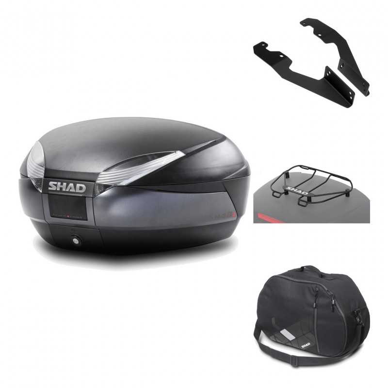SHAD Baul trasero + herraje montaje accesorios SH48 DARK GREY PREMIUM KIT-190664