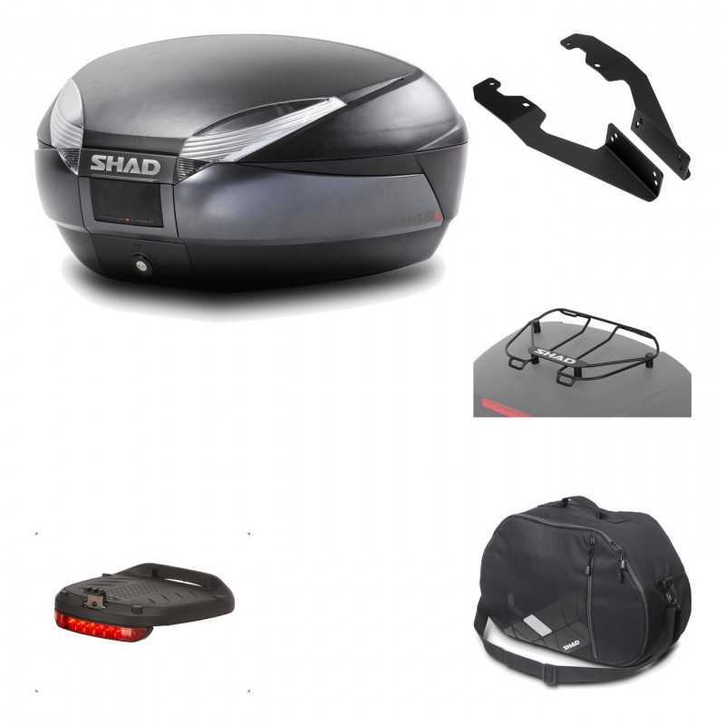 SHAD Baul trasero + herraje montaje accesorios SH48 DARK GREY PREMIUM KIT-190665