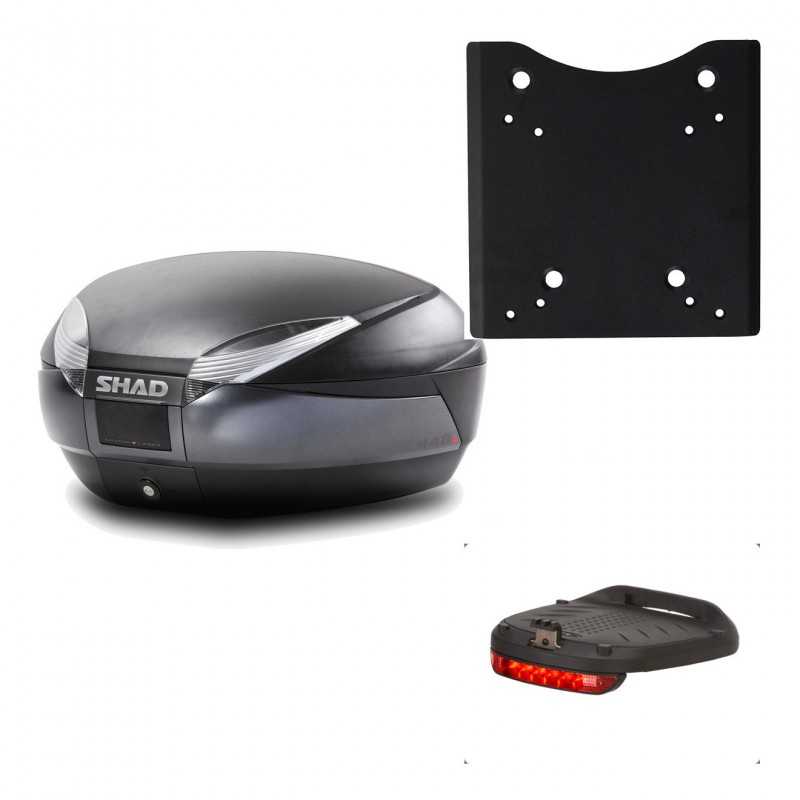 SHAD Baul trasero + herraje montaje luz de freno SH48 DARK GREY PREMIUM KIT-190667
