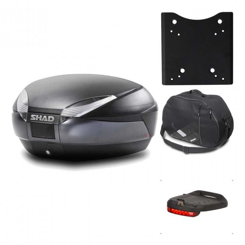 SHAD Baul trasero + herraje montaje accesorios SH48 DARK GREY PREMIUM KIT-190669