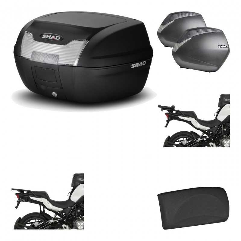 Lateral cases + back trunk + big top fitting + passenger support + 3p hardware  