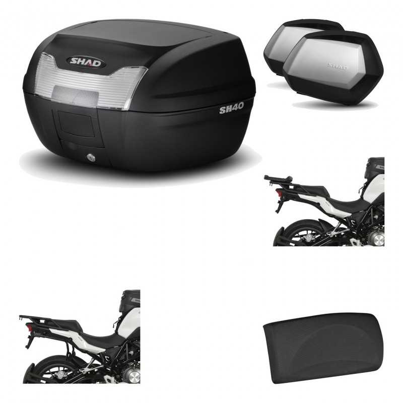 Lateral cases + back trunk + big top fitting + passenger support + 3p hardware  