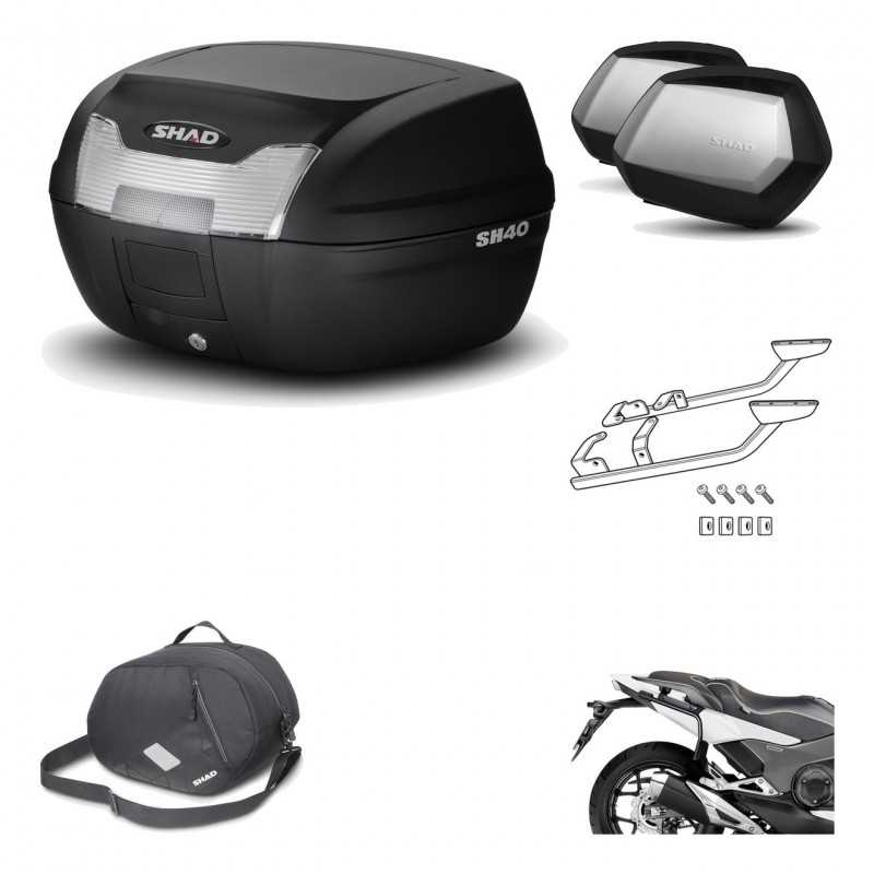 SHAD Maletas laterales + baul trasero herraje montaje 3p bolsa interna SH40 SH 40 2011 SC SH35 PREMIUM KIT-191495