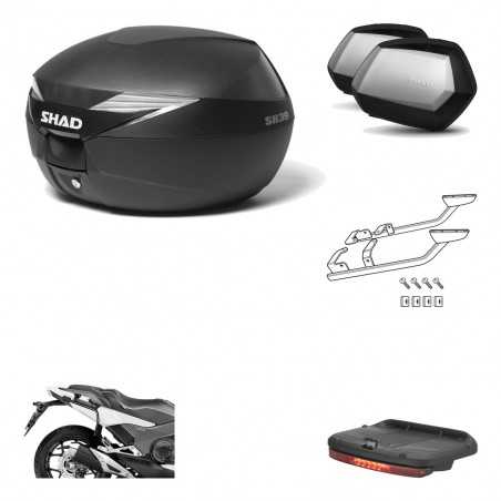 SHAD Maletas laterales + baul trasero herraje montaje luz de freno 3p SH39 SH 39 SC SH35 PREMIUM KIT-191268