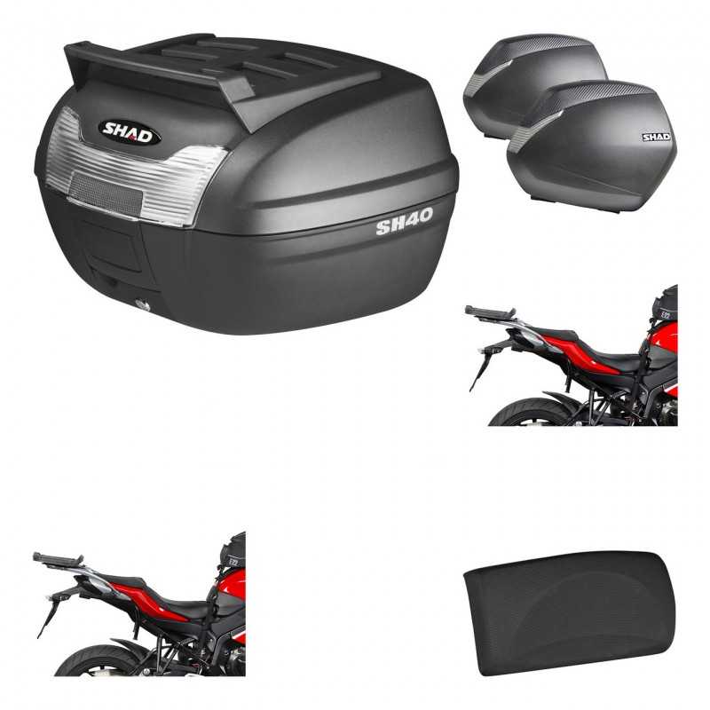 Lateral cases + back trunk + big top fitting + passenger support + 3p hardware  