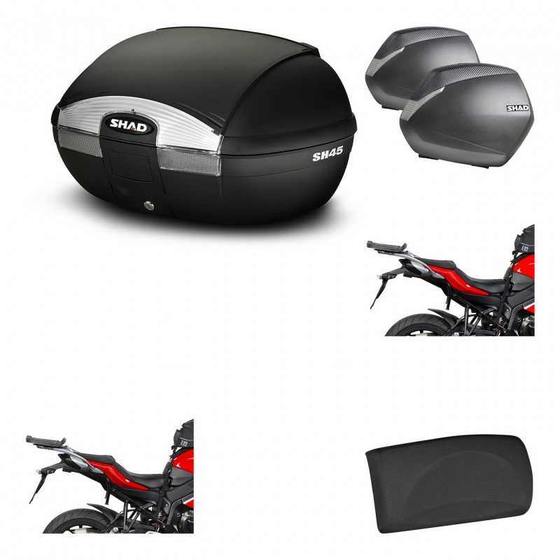 Lateral cases + back trunk + big top fitting + passenger support + 3p hardware  
