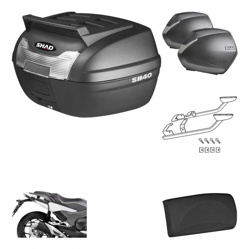 Lateral cases + back trunk + big top fitting + passenger support + 3p hardware  