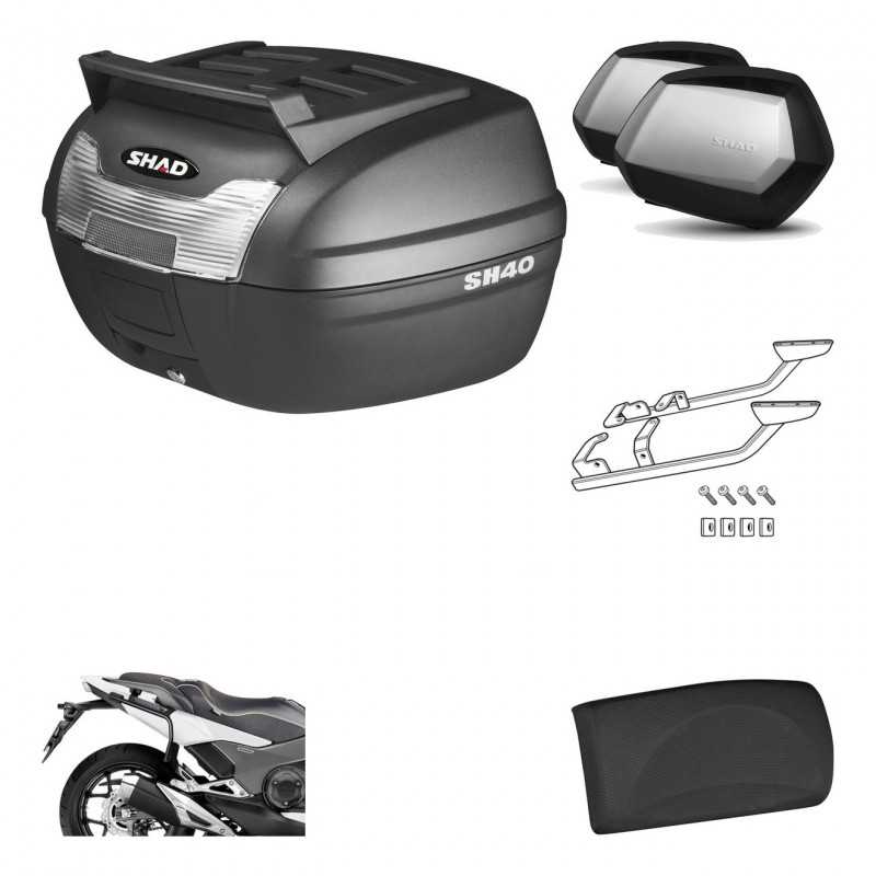 Lateral cases + back trunk + big top fitting + passenger support + 3p hardware  