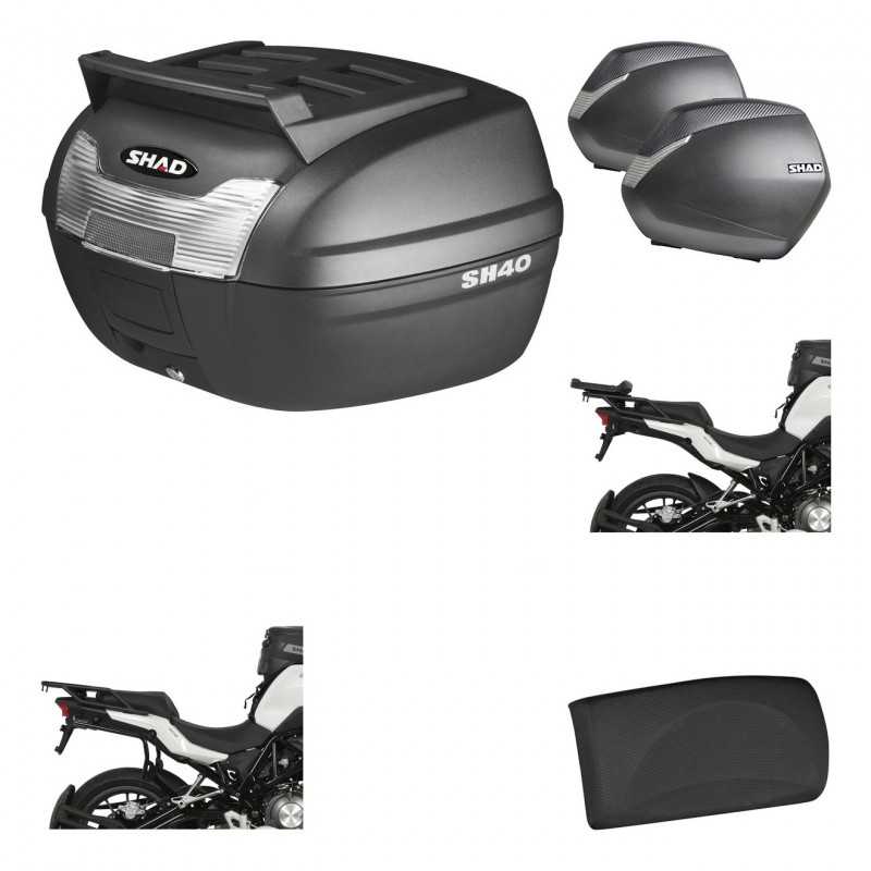 Lateral cases + back trunk + big top fitting + passenger support + 3p hardware  