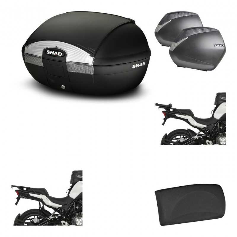 Lateral cases + back trunk + big top fitting + passenger support + 3p hardware  