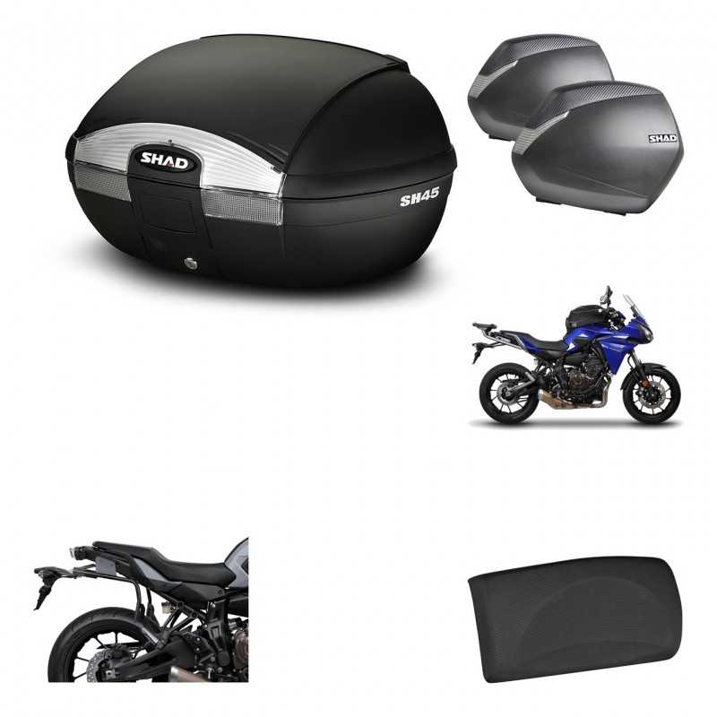 Lateral cases + back trunk + big top fitting + passenger support + 3p hardware  