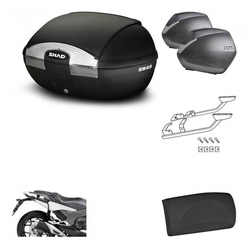 Lateral cases + back trunk + big top fitting + passenger support + 3p hardware  
