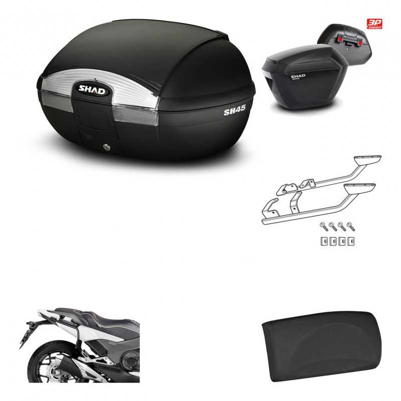 Lateral cases + back trunk + big top fitting + passenger support + 3p hardware  