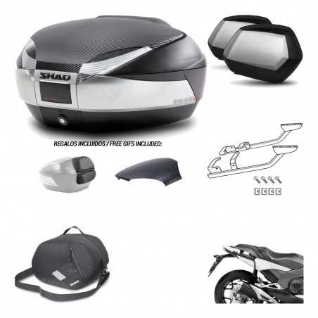 SHAD Maletas laterales + baul trasero herraje montaje 3p bolsa interna SH48 SC SH35 PREMIUM KIT-193079
