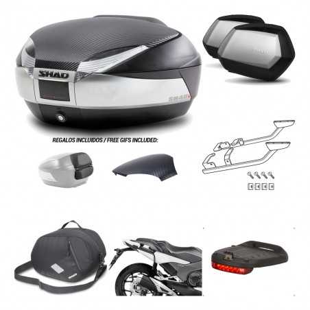 SHAD Maletas laterales + baul trasero herraje montaje accesorios 3p SH48 SC SH35 PREMIUM KIT-193091