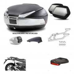 SHAD Maletas laterales + baul trasero herraje montaje luz de freno 3p SH48 SC SH35 PREMIUM KIT-193092