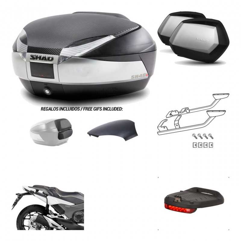 SHAD Maletas laterales + baul trasero herraje montaje luz de freno 3p SH48 SC SH35 PREMIUM KIT-193092
