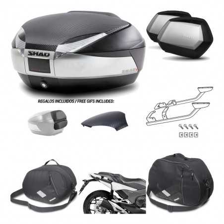 SHAD Maletas laterales + baul trasero herraje montaje accesorios 3p SH48 SC SH35 PREMIUM KIT-193103