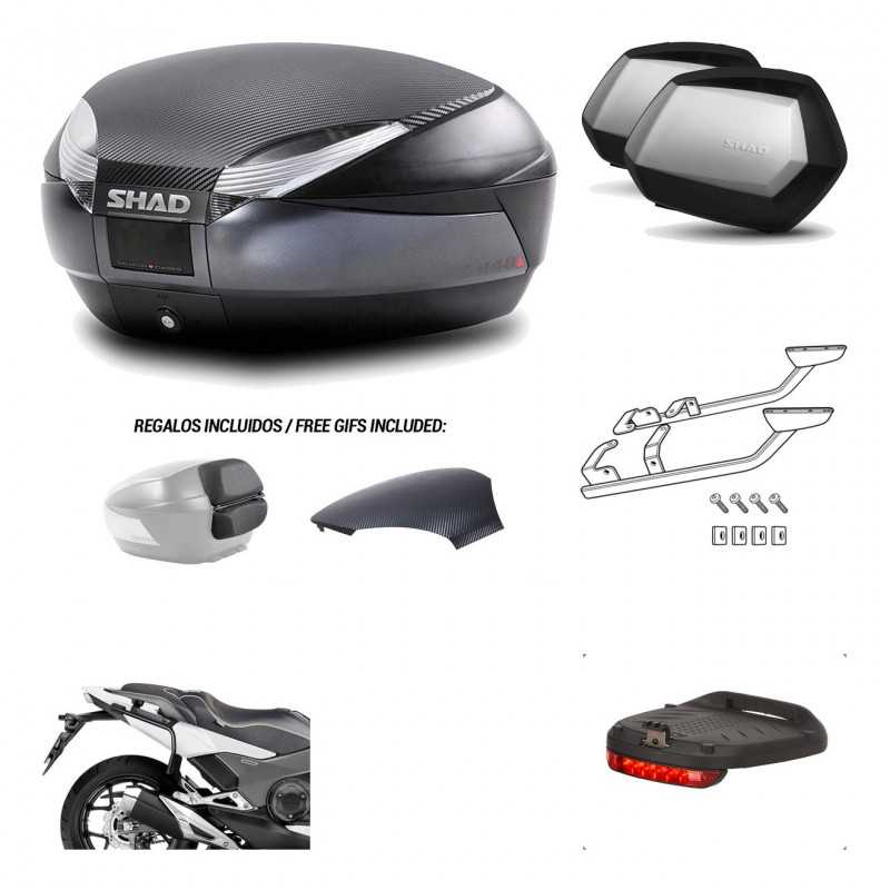 SHAD Maletas laterales + baul trasero herraje montaje luz de freno 3p SH48 SC SH35 PREMIUM KIT-193572