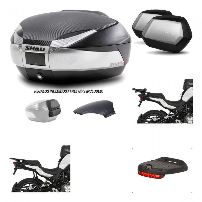 SHAD Maletas laterales + baul trasero herraje montaje luz de freno 3p SH48 SC SH35 PREMIUM KIT-193224