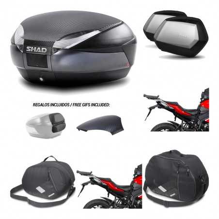 SHAD Maletas laterales + baul trasero herraje montaje accesorios 3p SH48 SC SH35 PREMIUM KIT-193325
