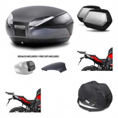 SHAD Maletas laterales + baul trasero herraje montaje bolsa interna 3p SH48 SC SH35 PREMIUM KIT-193326