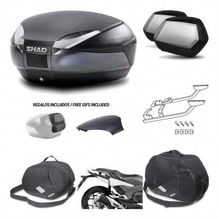 SHAD Maletas laterales + baul trasero herraje montaje accesorios 3p SH48 SC SH35 PREMIUM KIT-193583
