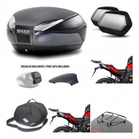 SHAD Maletas laterales + baul trasero herraje montaje accesorios 3p SH48 SC SH35 PREMIUM KIT-193337
