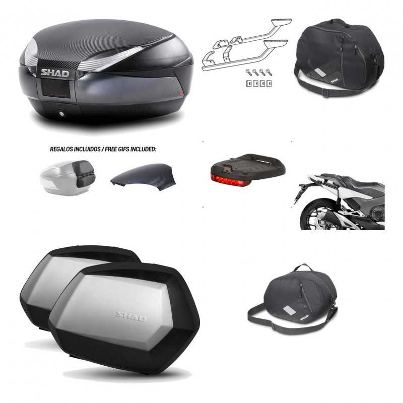 SHAD Maletas laterales + baul trasero herraje montaje accesorios 3p SH48 SC SH35 PREMIUM KIT-193595