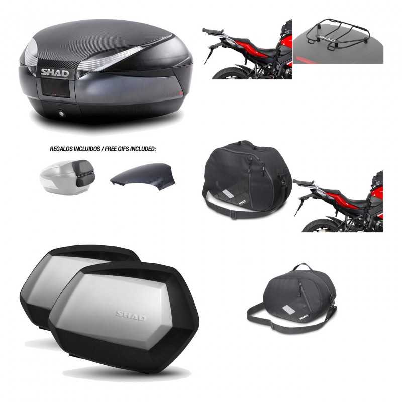 SHAD Maletas laterales + baul trasero herraje montaje accesorios 3p SH48 SC SH35 PREMIUM KIT-193349