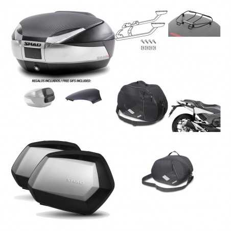 SHAD Maletas laterales + baul trasero herraje montaje accesorios 3p SH48 SC SH35 PREMIUM KIT-193151