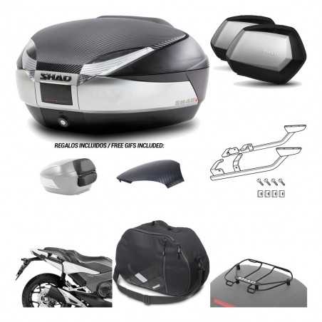 SHAD Maletas laterales + baul trasero herraje montaje accesorios 3p SH48 SC SH35 PREMIUM KIT-193152