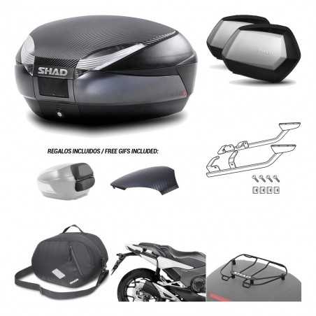 SHAD Maletas laterales + baul trasero herraje montaje accesorios 3p SH48 SC SH35 PREMIUM KIT-193607