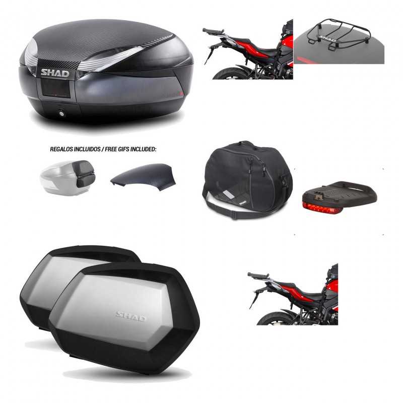SHAD Maletas laterales + baul trasero herraje montaje accesorios 3p SH48 SC SH35 PREMIUM KIT-193356