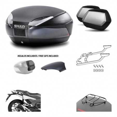 SHAD Maletas laterales + baul trasero herraje montaje parrilla portabultos superior 3p SH48 SC SH35 PREMIUM KIT-193608