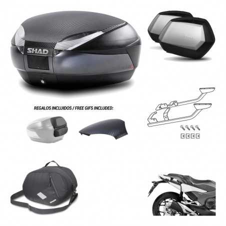 SHAD Maletas laterales + baul trasero herraje montaje 3p bolsa interna SH48 SC SH35 PREMIUM KIT-193559