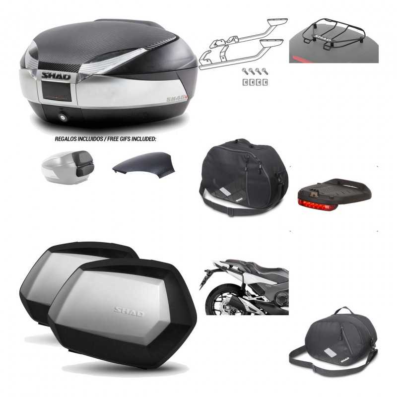 SHAD Maletas laterales + baul trasero herraje montaje accesorios 3p SH48 SC SH35 PREMIUM KIT-193163