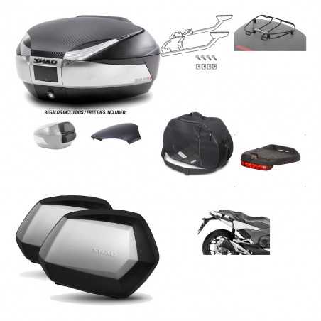 SHAD Maletas laterales + baul trasero herraje montaje accesorios 3p SH48 SC SH35 PREMIUM KIT-193164