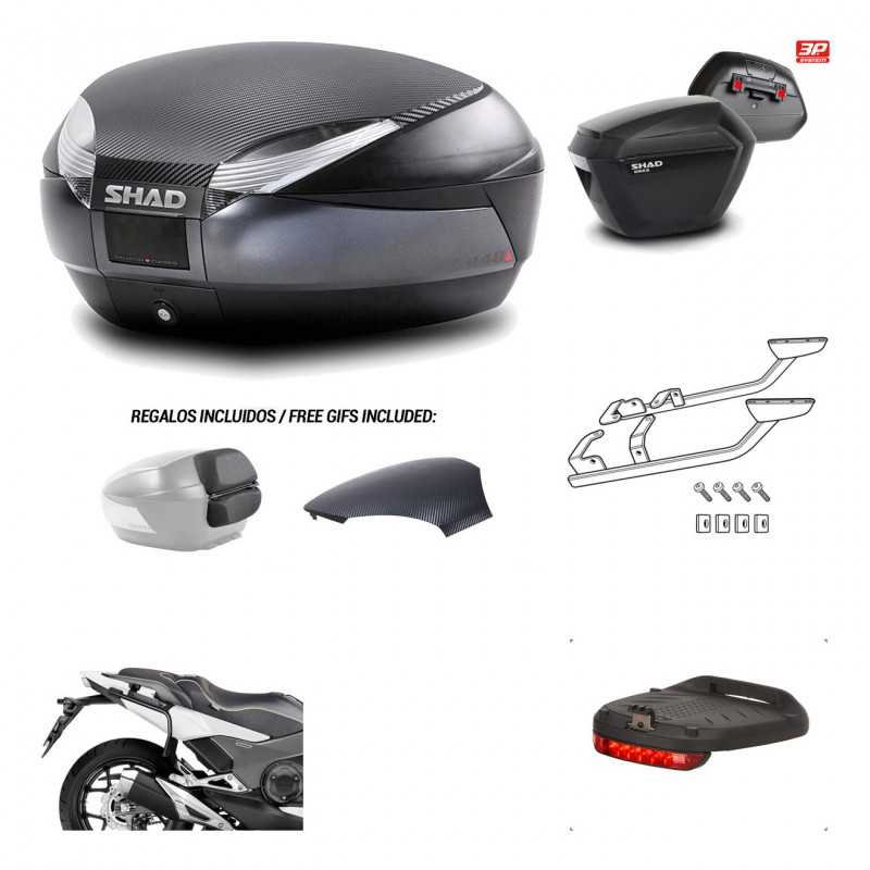 SHAD Maletas laterales + baul trasero herraje montaje luz de freno 3p SH48 SH23 KIT-193569