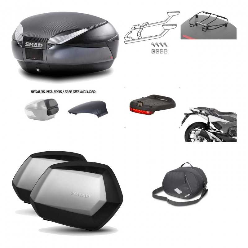 SHAD Maletas laterales + baul trasero herraje montaje accesorios 3p SH48 SC SH35 PREMIUM KIT-193619