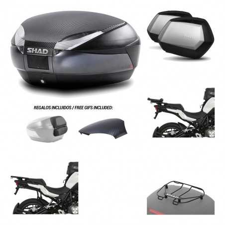 SHAD Maletas laterales + baul trasero herraje montaje parrilla portabultos superior 3p SH48 SC SH35 PREMIUM KIT-193722