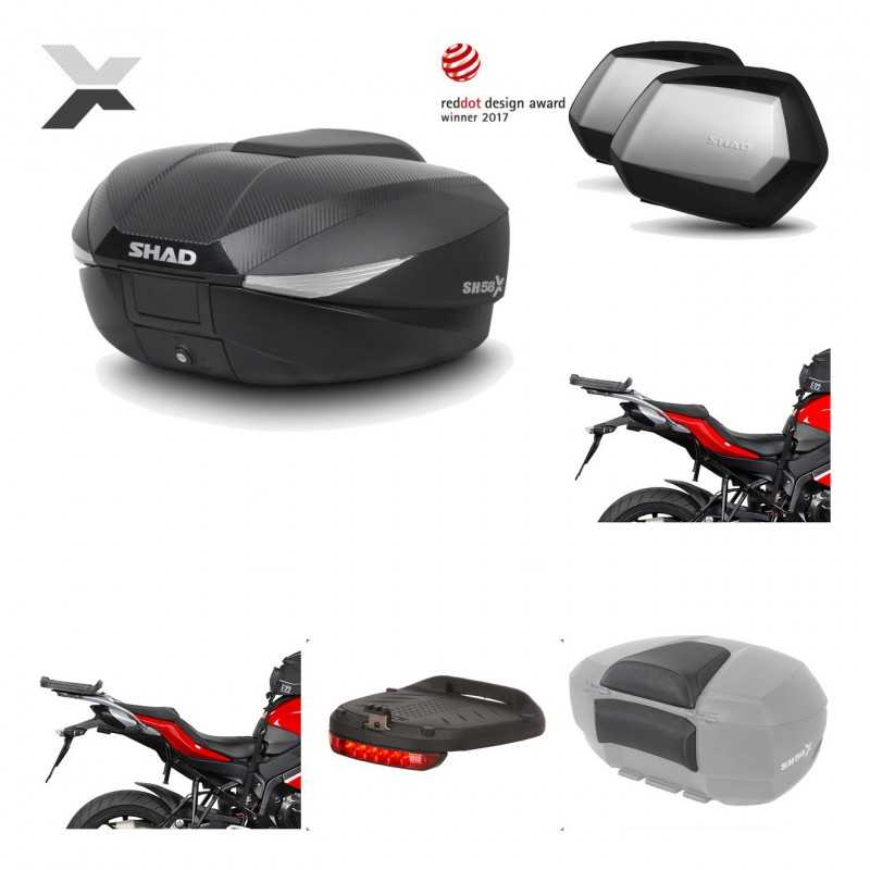 SHAD Maletas laterales + baul trasero herraje montaje accesorios 3p SH58X SC SH35 PREMIUM KIT-193824