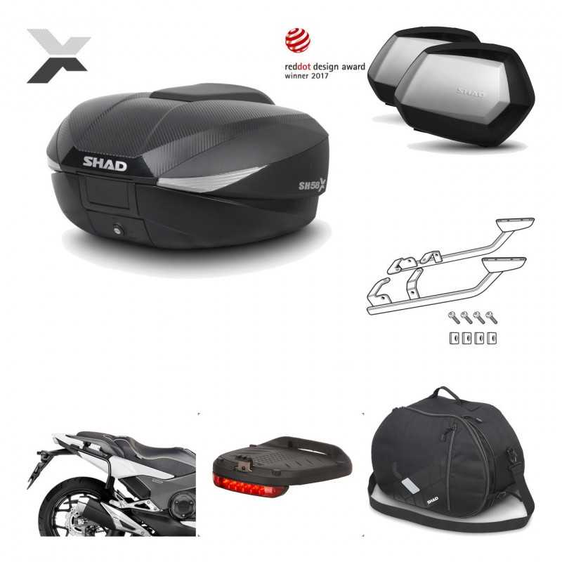 SHAD Maletas laterales + baul trasero herraje montaje accesorios 3p SH58X SC SH35 PREMIUM KIT-194076
