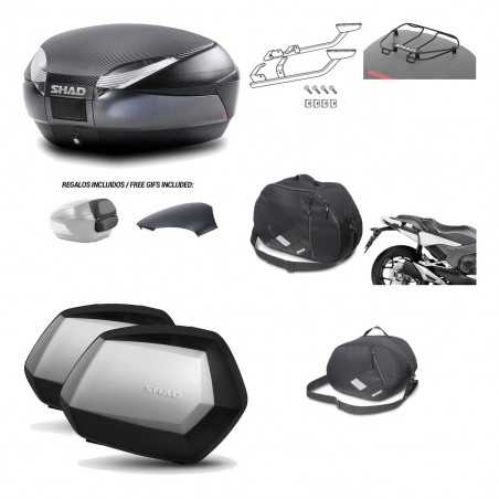 SHAD Maletas laterales + baul trasero herraje montaje accesorios 3p SH48 SC SH35 PREMIUM KIT-193631