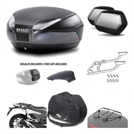SHAD Maletas laterales + baul trasero herraje montaje accesorios 3p SH48 SC SH35 PREMIUM KIT-193632