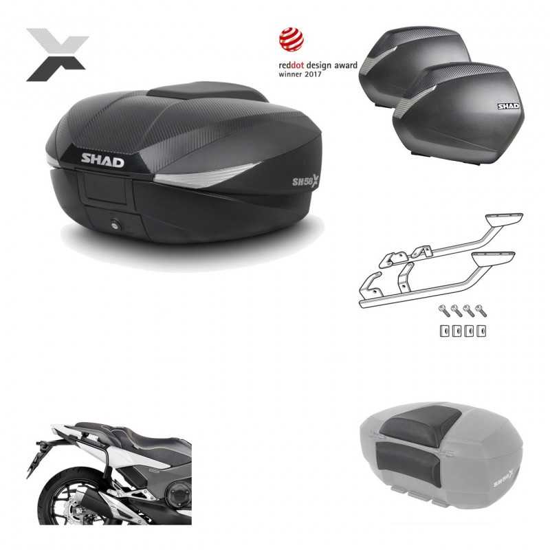 Lateral cases + back trunk + big top fitting + passenger support + 3p hardware  